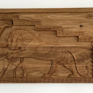 Lion et Taureau Sclupté en bois 80x40 – Image 2