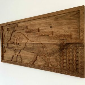 Lion et Taureau Sclupté en bois 80x40 – Image 3