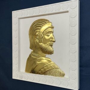 Syrus le Grand Bas-Relief en Marbre artificiel doré 40x40 – Image 2