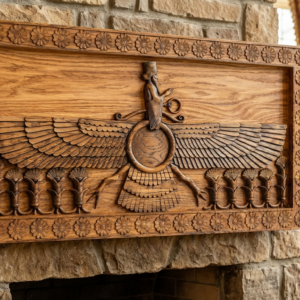 Ahura Mazda Sclupté en bois 82x44 - Image 1