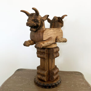 Tête de Lion Chapiteau de Colonne Sclupté en bois 50x30x15 – Image 3